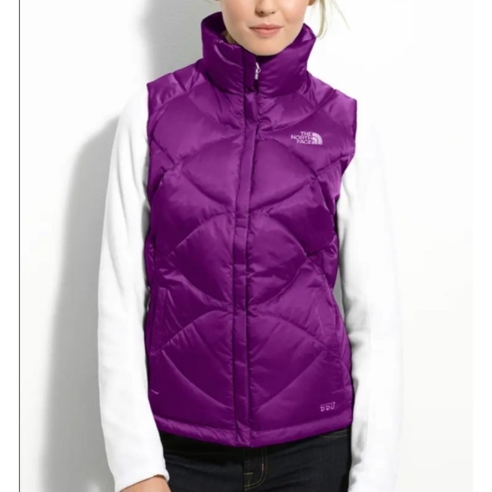 THE NORTH FACE ACONCAGUA PUFFER 550 DOWN FILL MAGENTA PURPLE VEST SIZE SMALL EUC